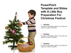 Powerpoint template and slides with a little boy preparation for christmas festival