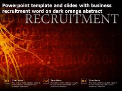 Powerpoint template and slides with business recruitment word on dark orange abstract
