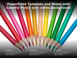 Powerpoint template and slides with colorful pencil over white background