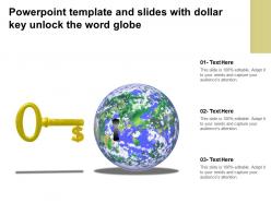 Powerpoint template and slides with dollar key unlock the word globe