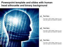 Powerpoint template and slides with human head silhouette and binary background
