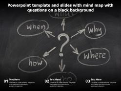 Powerpoint template and slides with mind map with questions on a black background