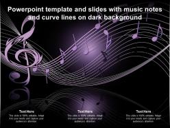 Powerpoint template and slides with music notes and curve lines on dark background