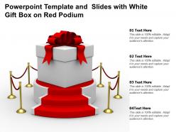 Powerpoint template and slides with white gift box on red podium