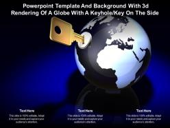 Powerpoint template and with 3d rendering of a globe with a keyhole key on the side