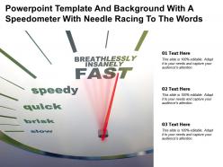 Powerpoint template and with a speedometer with needle racing to the words