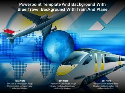 Powerpoint template and with blue travel background with train and plane