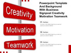 Powerpoint Template And With Business Signpost Creativity Motivation Teamwork