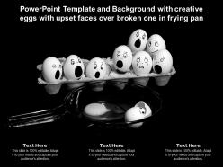 Powerpoint template and with creative eggs with upset faces over broken one in frying pan