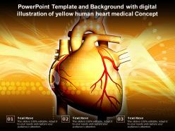 Powerpoint template and with digital illustration of yellow human heart medical concept
