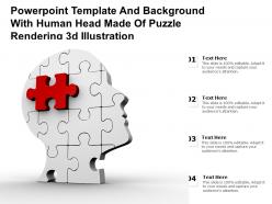 Powerpoint template and with human head made of puzzle rendering 3d illustration