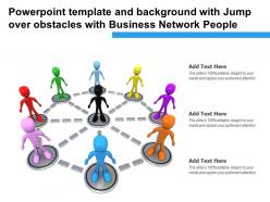 Powerpoint template and with jump over obstacles with business network people