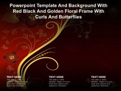 Powerpoint template and with red black and golden floral frame with curls and butterflies
