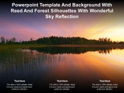 Powerpoint template and with reed and forest silhouettes with wonderful sky reflection
