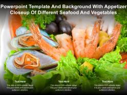 Powerpoint template background with appetizer closeup of different seafood vegetables