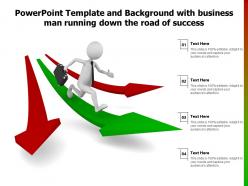 Powerpoint template background with business man running down the road of success