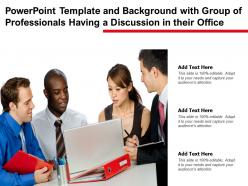 Powerpoint template background with group of professionals having a discussion in their office