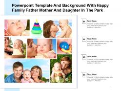 Powerpoint template background with happy family father mother and daughter in the park