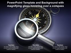 Powerpoint template background with magnifying glass hovering over a compass