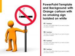 Powerpoint template background with orange cartoon with no smoking sign isolated on white
