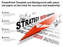 Powerpoint template background with plane red paper on the track for success and leadership