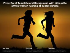 Powerpoint template background with silhouette of two women running at sunset sunrise