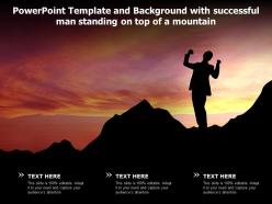 Powerpoint template background with successful man standing on top of a mountain