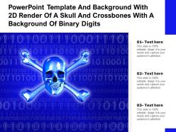 Powerpoint template with 2d render of a skull and crossbones with a background of binary digits