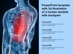 Powerpoint template with 3d illustration of a human skeletal with backpain