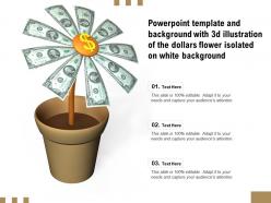 Powerpoint template with 3d illustration of the dollars flower isolated on white background
