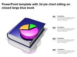 Powerpoint Template With 3d Pie Chart Sitting On Closed Large Blue Book