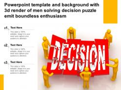 Powerpoint template with 3d render of men solving decision puzzle emit boundless enthusiasm