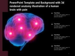 Powerpoint template with 3d rendered anatomy illustration of a human brain with pain