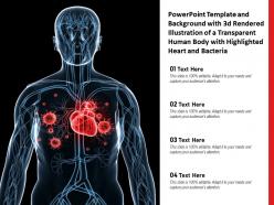Powerpoint Template With 3d Rendered Illustration Of A Transparent Human Body With Highlighted Heart And Bacteria