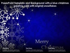 Powerpoint template with a blue christmas greeting card with original snowflakes