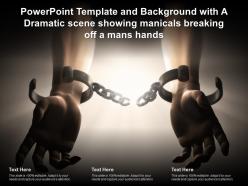 Powerpoint template with a dramatic scene showing manicals breaking off a mans hands