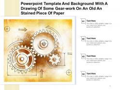 Powerpoint Template With A Drawing Of Some Gear Work On An Old An Stained Piece Of Paper