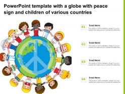 Powerpoint template with a globe with peace sign and children of various countries