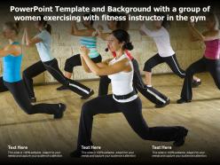 Powerpoint template with a group of women exercising with fitness instructor in the gym