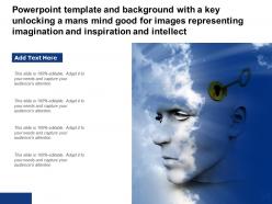 Powerpoint template with a key unlocking a humans mind for imagination inspiration and intellect