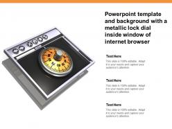 Powerpoint template with a metallic lock dial inside window of internet browser
