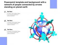 Powerpoint template with a network of people connected by arrows standing on planet earth