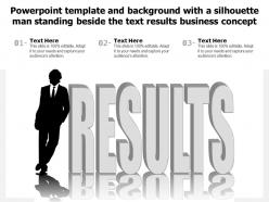 Powerpoint template with a silhouette man standing beside the text results business concept