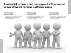 Powerpoint template with a special group of five 3d humans in different poses