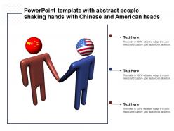 Powerpoint template with abstract people shaking hands with chinese and american heads