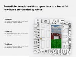 Powerpoint Template With An Open Door To A Beautiful New Home Surrounded By Words