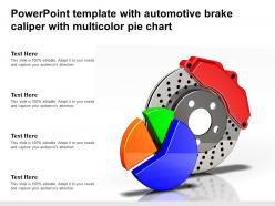 Powerpoint template with automotive brake caliper with multicolor pie chart