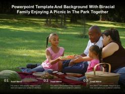 Powerpoint template with biracial family enjoying a picnic in the park together