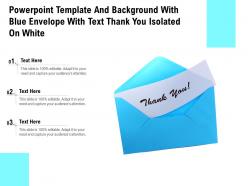 Powerpoint template with blue envelope with text thank you isolated on white