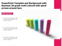 Powerpoint template with business 3d graph multi colored with spiral arrows around bars